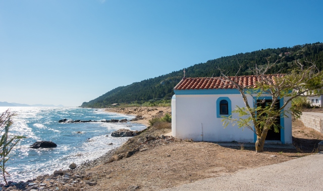 Orthodox church on the shore of Mathraki island